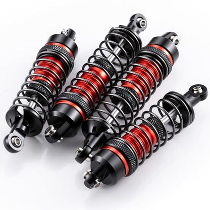 4PCS Full Aluminum RC Car Oil Shock Absorber Front & Rear Shock Absorber Damper Assembled Set Compatible with 1/10 Team Associated RB10 RC Off Road Car Upgrades (Black) - color: Black