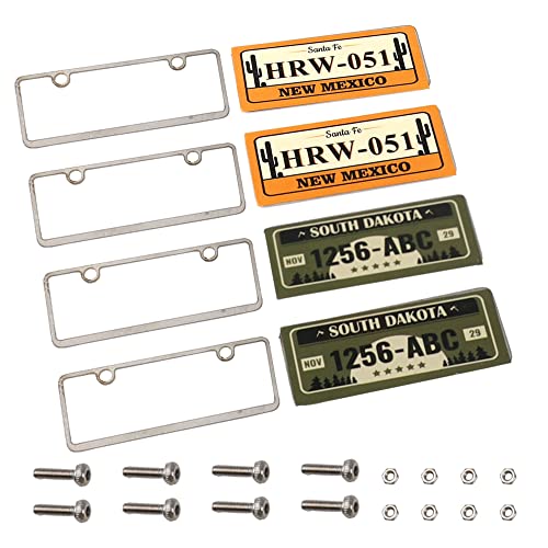 4PCS HIRCQOO Metal RC Car License Plate Kit Decorations Accessories Compatible with Traxxas TRX-4 Tamiya CC01 Axial SCX10 D90 1/10 RC Crawler Car (1256ABC+HRW051) - style: 1256ABC+HRW051