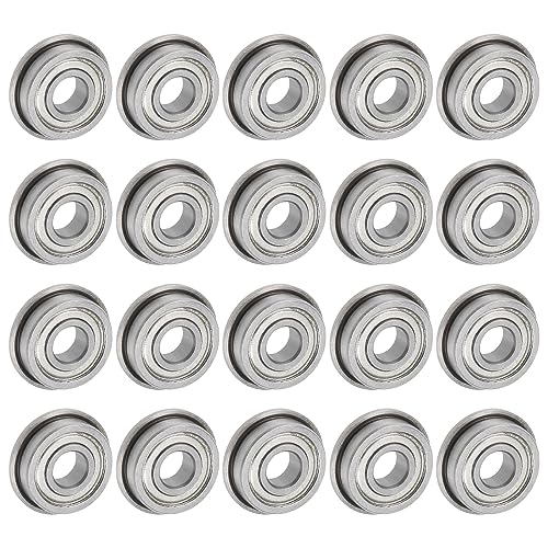 uxcell F695ZZ Flanged Ball Bearing 5x13x4mm Double Shielded Chrome Steel Flange Bearings, 20pcs - size: 5x13x4mm