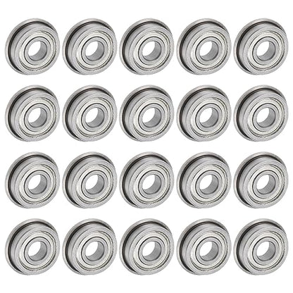uxcell F695ZZ Flanged Ball Bearing 5x13x4mm Double Shielded Chrome Steel Flange Bearings, 20pcs - size: 5x13x4mm