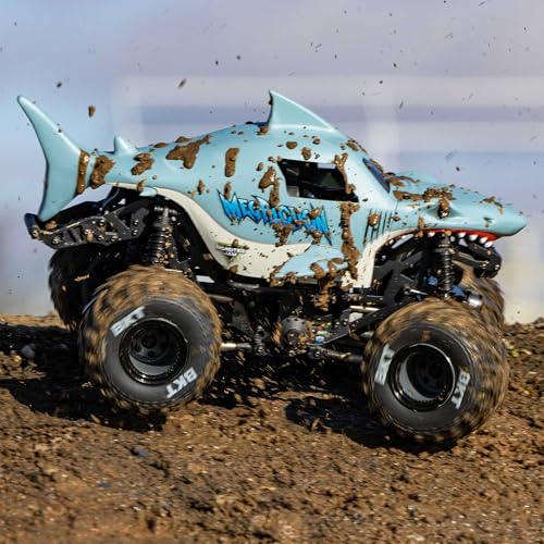 Losi 1/18 Mini LMT Megalodon 2S 4X4 RTR Brushed Monster Truck Battery & Charger Included Blue LOS01026T3 - color: Blue