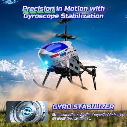 DEERC Remote Control Helicopter, 3.5 CH Altitude Hold RC Helicopters w/Gyro for Beginner, 2 Shells LED Light One Key Take Off/Landing, 2.4GHz Aircraft Indoor Flying Toy for Kids Boys Girls