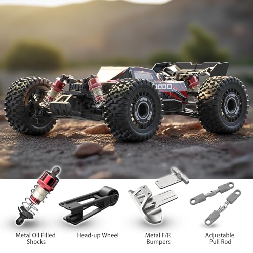 Jetwood 1:16 Fast RC Car, Brushless 42MPH Remote Control Car for Adults - High Speed 4WD RTR RC Truck with 2 LiPo Batteries & DIY Body, JC16EP Red