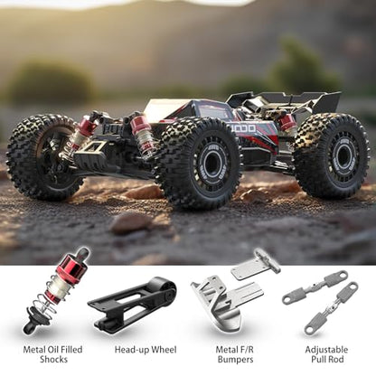 Jetwood 1:16 Fast RC Car, Brushless 42MPH Remote Control Car for Adults - High Speed 4WD RTR RC Truck with 2 LiPo Batteries & DIY Body, JC16EP Red