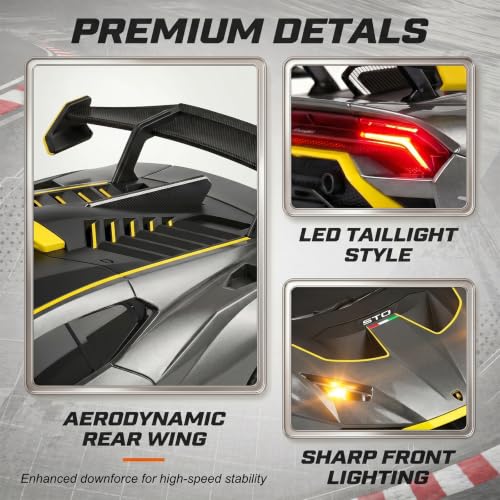 YESHIN 1：24 Lamborghini Haracan Drifting Car Red, Lamborghini Toy Car, RC Cars for Boys Age 8-12, 2.4GHz Remote Control Car with Light - color: B-gray
