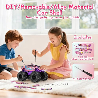 Remote Control Car for Girls,1:18 Pink Monster Truck Toys Amphibious RC Cars, 2.4 GHz Waterproof RC Trucks, 4WD All Terrain Off-Road Pickup, Girls Toys for 6-12 Year Old Kids Christmas Birthday Gifts - color: Light Pink