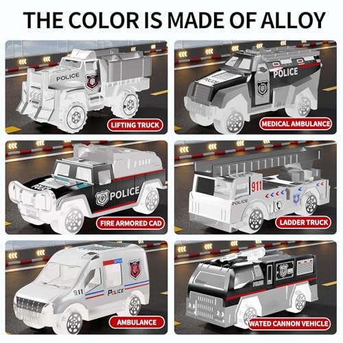 NIPLOOOW Toddler Boys Toys for 3 4 5 6 Years Old, Police Truck Vehicle Toy Set with Play Mat and Die-Cast Toy Car, Transport Carrier Truck for Kids, Birthday Gifts Toys for 3 4 5 6 7 8+ Year Old Boys - style: Police truck