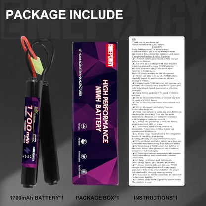 NiMH Airsoft Battery 9.6V 1700mAh Rechargeable Nunchuck Stick Battery Pack with Mini TMY Plug for Air Soft Gun Rifle - color: 9.6V