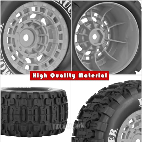 12mm Hex RC Wheel Tires for 1/16 Mini Maxx & Mini XRT,HSP 94186,E-Revo,L0 S1 1/18 Mini LMT RC Crawler Car Truck,RC Drift Wheels,Mini RC Truck Tires 4PCS,Grey - color: Grey - (12mm Hex RC Wheel Tires)