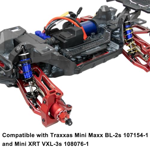 Aluminum 1/16 RC Shock Absorber Front Rear Adjustable Springs Shock Damper | for 1/16 Traxxas Mini Maxx 4WD 107154-1 Mini XRT VXL-3S 108076-1 RC Truck Upgrade, 4PCS, Blue - color: Blue