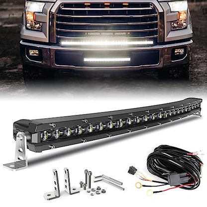 BraveWAY LED Light Bar Curved 26 Inch Single Row Offroad Lighting Driving Lightbar Spot Flood Combo Beam LED Work Light for Trucks UTV ATV SUV 4WD 4X4 Pickup - size: 26 Inch