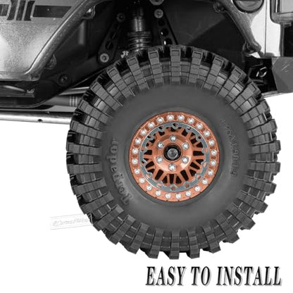 RC 1.9" Beadlock Wheels 1.9 Beadlock Rims for 1/10 SCX10 90046 AX103007 TRX4 TRX6 Gen7 8 D90 VS4-10 MST CFX RC Crawler,Alloy Aluminium 1.9 rc Wheels 1.9 rc Rims w/Wheels Ring,Bronze - color: Brown(4pcs)