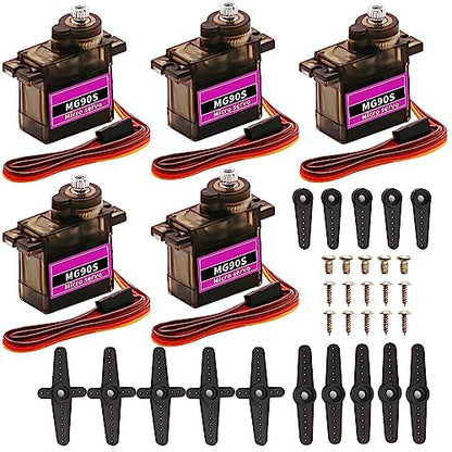 5PCS MG90S 9G Mini Metal Gear Micro Servo for Arduino RC Robot | 5PCS MG90S 9G micro servos with metal gears, high torque & precise control for Arduino, RC robot, helicopter & electronic DIY - style: 5PCS MG90S