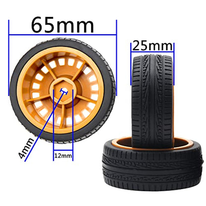 Outer Diameter 70mm Rubber Tires & Nylon 12mm Hex Hub Wheel Rims Compatible with Tamiya HPI Kyosho HSP 1/10 1/12 On-Road Touring Car,WLtoys 1/14 144001 1/18 A959B RC Buggy (Brown) - color: Brown
