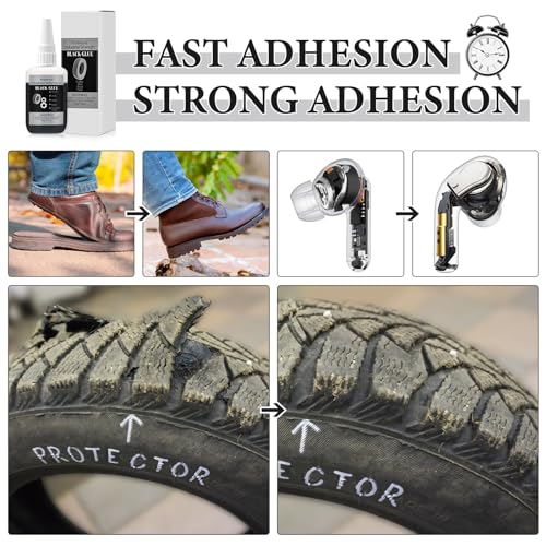 50g Black Glue for Rubber Adhesive - Instant Super Glue All-Purpose Bonding for Tire, DIY Crafts, Edge, Tube Shoes, Metal and Other Materials - style: 50g Black Glue