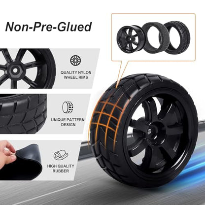 Hobbypark 4Pcs 26mm 1/10 RC Touring Car Tires & 12mm Hex Hub Wheel Rims 7 Spoke Foam Inserts for Redcat Racing HPI Tamiya HSP Exceed