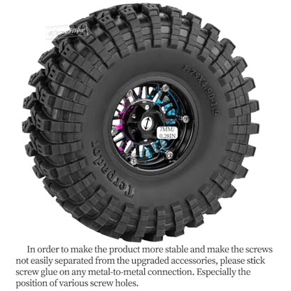 RC 1.9" Beadlock Wheel 1.9 Beadlock Tire for 1/10 SCX10 90046 AX103007 SCX10 II III TRX4 6 Gen7 8 RC Crawler,Alloy 1.9 rc Wheels and Tires Rubber Tires 1.9 Rims w/Wheels Ring,Rainbow - color: Rainbow(4pcs)