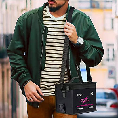 CNHL Fireproof Lipo Safe Bag Explosionproof Large Double Zipper Storage | Keeps multiple packs neatly organized, secures lipo charging bag use indoors, and offers easy outdoor portability.