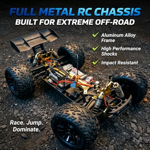 Jlbracing Cheetah 21101 1:10 RTR Brushless RC Truck, 80km/h High Speed with 120A ESC, 4WD Off-Road Monster Truck IPX7 Waterproof, Electric RC Car for Adults - All Terrain for Snow/Sand