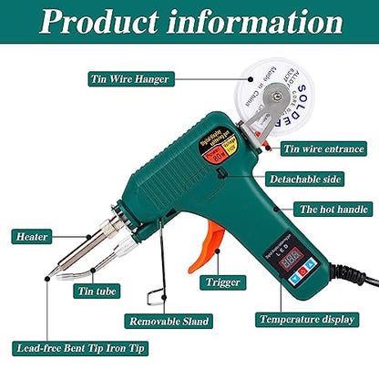 Soldering Gun Kit - Soldering Iron Kit with Adjustable Temp 180-520°C,ON/OFF Button,80W LED Digital Internal Heat Soldering Gun,Auto Send Tin Soldering Kit for Electronics Welding Repair DIY