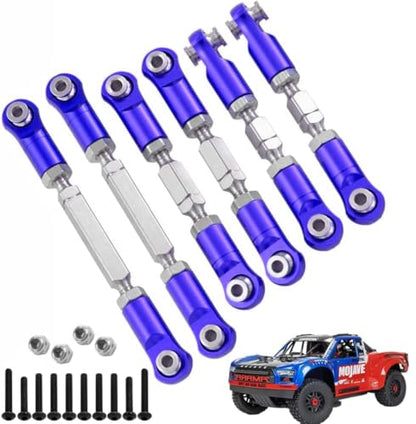 6PCS Aluminum Adjustable RC Tie Rods Linkage Turnbuckles Toe Links Set Upgrade Parts for 1/8 Mojave 4S 4X4 BLX RC Car(Navy Blue) - color: Navy Blue