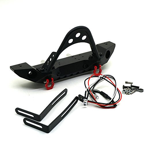 Maleonn RC Metal Front Bumper with LED Light and Tow Hook for 1/10 RC Crawler Car TRX-4 SCX10 SCX10 II 90046 SCX10 III AXI03007 Accessories Upgrades Parts