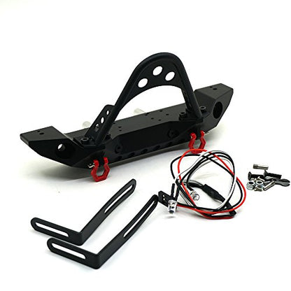 Maleonn RC Metal Front Bumper with LED Light and Tow Hook for 1/10 RC Crawler Car TRX-4 SCX10 SCX10 II 90046 SCX10 III AXI03007 Accessories Upgrades Parts