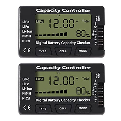 RC Cellmeter 7 Digital Battery Capacity Checker Controller Tester Voltage Tester for LiPo Life Li-ion NiMH Nicd Cell Meter 2PCS