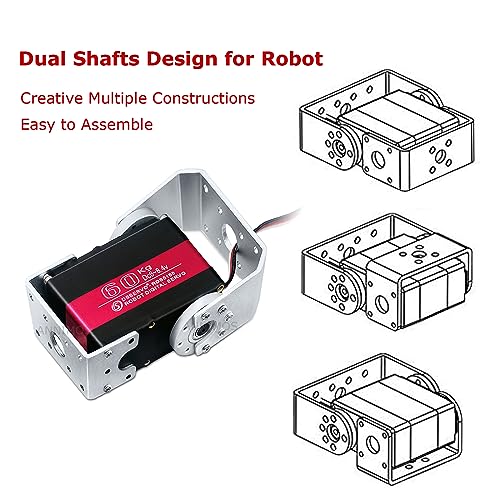 60KG Robot Servo Motor High Torque Stainless Steel Gear Digital Steering Large Servos with Mount Brackets - size: 60kg