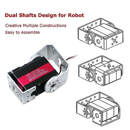 60KG Robot Servo Motor High Torque Stainless Steel Gear Digital Steering Large Servos with Mount Brackets - size: 60kg