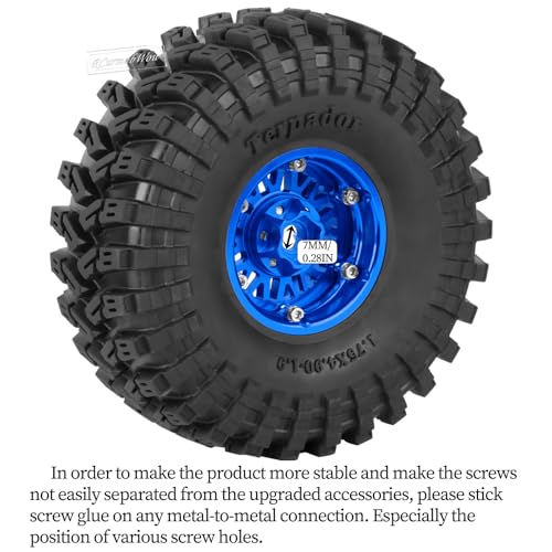 RC 1.9" Beadlock Wheel 1.9 Beadlock Tire for 1/10 SCX10 90046 AX103007 SCX10 II III TRX4 6 Gen7 8 RC Crawler,Alloy 1.9 rc Wheels and Tires Rubber Tires 1.9 Rims w/Wheels Ring,Navy Blue - color: Navy Blue(4pcs)