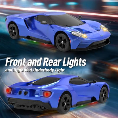 YONCHER RC Drift Car, Remote Control Car for Kids Ford GT Officially Licensed, 1:24 20KM/H 4WD RC Cars with Lights, Fast Racing Toy Car for Boys Girls, Blue - color: Gt Blue