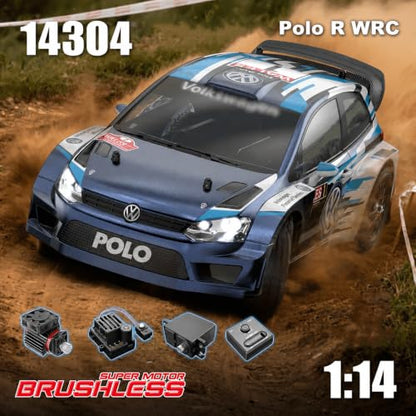 Mjx Hyper go VW Polo 14304 Brushless Rc Cars Hyper 4wd Rc Car All-Road RC Drift Car Brushless Scale 2.4G 4wd High Speed Electric,Terreneitor 4x4 Carros,1/14 High Speed Rc Cars Drift for Adults… - color: 14304
