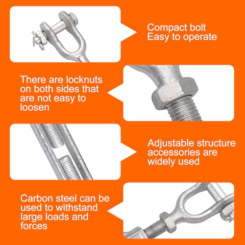 5/8 x 9 Inch Turnbuckle Forged Galvanized Steel Jaw and Jaw Turnbuckles for Cable Rail Rigging Rope Chain,3,500 lbs Working Load Limit, 2PCS (5/8" X 9") - size: 5/8" X 9"