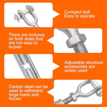 5/8 x 9 Inch Turnbuckle Forged Galvanized Steel Jaw and Jaw Turnbuckles for Cable Rail Rigging Rope Chain,3,500 lbs Working Load Limit, 2PCS (5/8" X 9") - size: 5/8" X 9"