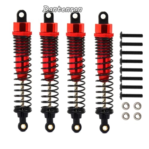 4Pack 1/10 RC Truck Car Adjustable Shock Absorber Damper 108004 Upgrade Parts 108mm Oil 108mm Oil Adjustable Alloy Aluminum Shock For 1:10 HSP 94188 94108 94111 Redcat Volcano (Red) - color: Red