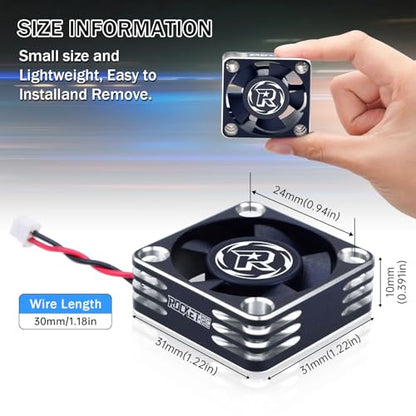 Surpass Hobby 30mm RC Cooling Fan Heat Dissipation 28000RPM ESC Cooling Fan for 1/8 1/10 1/12 RC Car Turbo Esc A3 (Silver Black) - color: Silver Black