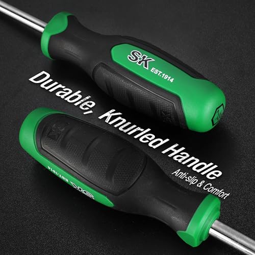 SK 7-Piece SAE Nut Driver Set, 3-Inch Deep Solid Shaft, Premium CR-V Steel | 3/16", 1/4", 5/16", 11/32", 3/8", 7/16", 1/2", Heat-Treated Chrome Plating Long Shaft, SureGrip Handle - size: SAE
