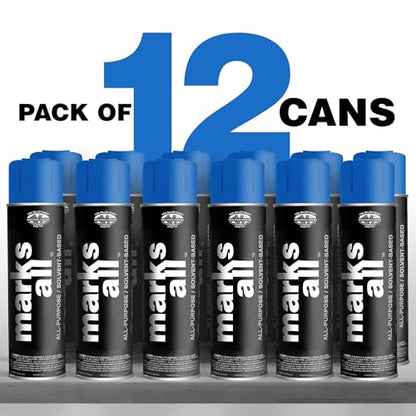 Fox Valley 18oz Marks All Solvent-Based Marking Paint 12-Pack, Blue - color: Blue APWA