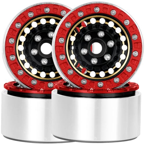 RC 1.9”Wheel Rims for 1/10 SCX10 90046 AXI03007 TRX4 TRX6 VS4-10 Gen7 Gen8 MST CFX D90 RC Crawler,1.9 Beadlock Super Heavy Brass & Aluminum Deep Dish Wheel Rims(4PCS) Black&Gold - color: Silver/4pcs