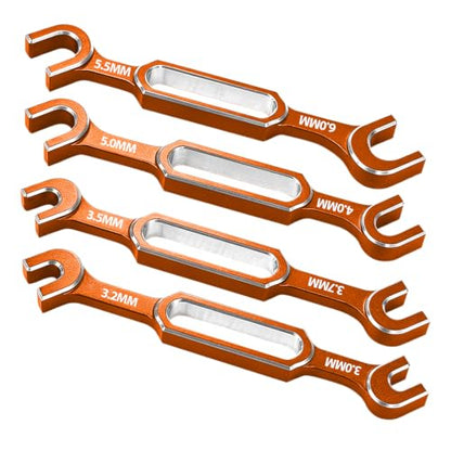 4PCS RC Wrench 3.0/3.2/3.5/3.7/4.0/5.0/5.5/6.0mm Turnbuckle Nut Ball Joint Remover RC Repair Tool for RC Crawler Car Boat Upgrade Parts, Orange - color: Orange & Silver