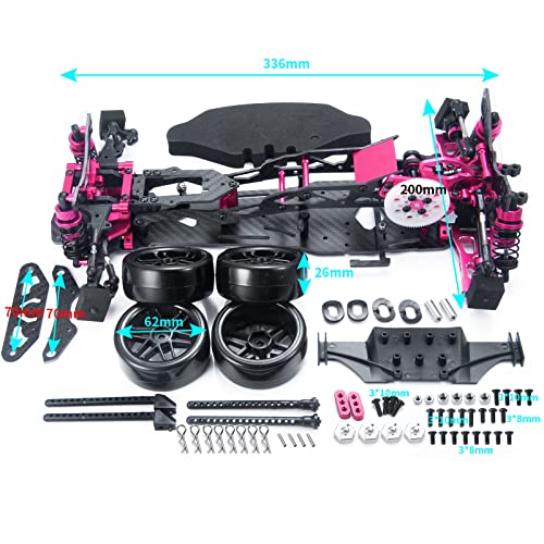 MOHERO Metal Alloy & Carbon Fiber Chassis Frame Kit for 3RACING Sakura D5 MR 1/10 RC Remote Control Flat Road Drift Car