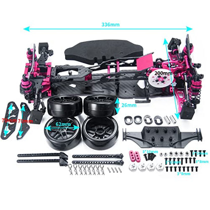 MOHERO Metal Alloy & Carbon Fiber Chassis Frame Kit for 3RACING Sakura D5 MR 1/10 RC Remote Control Flat Road Drift Car
