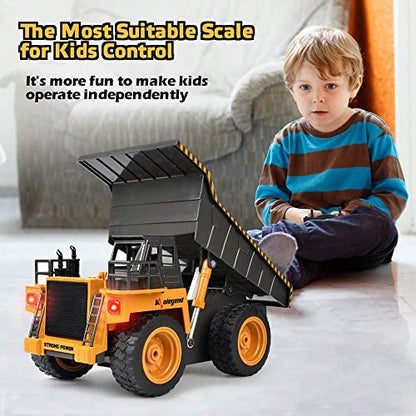 kolegend Remote Control Dump Truck RC Truck Construction Vehicle Truck Toys with Rechargeable Battery for Toddlers Kids Boys and Girls - style: Dump Truck