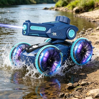 KB KAIBO 3-in-1 Remote Control Car, RC Boat & Water Gun - Amphibious RC Car for Land & Water, Adjustable Speed, Waterproof, Perfect Valentines Birthday Gifts for Kids-Blue - color: Blue