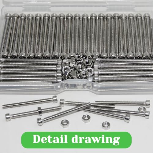 140 Pcs M3 x 35mm Socket Head Cap Screws Metric, Allen Socket Drive, 304 Stainless Steel, Full Thread, Bright Finish, Machine Thread - size: M3 x 35-140Pcs-Silver