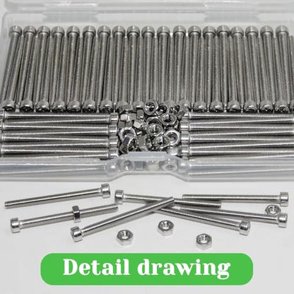140 Pcs M3 x 35mm Socket Head Cap Screws Metric, Allen Socket Drive, 304 Stainless Steel, Full Thread, Bright Finish, Machine Thread - size: M3 x 35-140Pcs-Silver