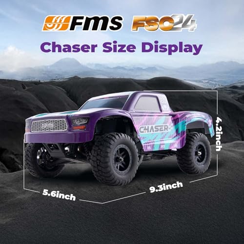 FMS FSC24 Chaser 1/24 RC Car 4X4 Off-Road High-Speed Short-Course Truck, 2 Speed Transmission, Brushless-Ready and 30-Minute Runtime，2.4GHz Electric Vehicle Toys Gifts for Adults (Purple) - color: Purple