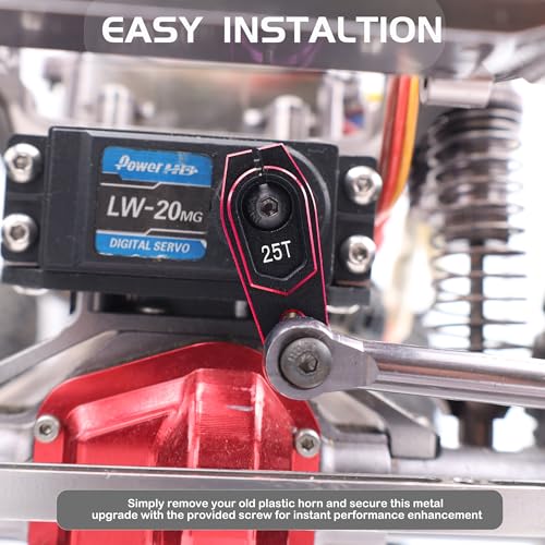 Aluminum 25T Servo Horn for 1/8 1/10 RC Off Road Crawler Drift Car(Red) | Servo Arm Compatible with Futaba Savox Power HD HSP Servos Motor,CNC Machined,High Strength,Precision Fit - color: 3 Black Red Packs