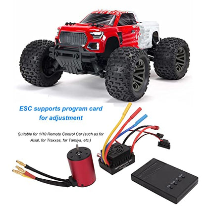 Waterproof Efficient Brushless Motor ESC Kit for 1/10 RC Car Red